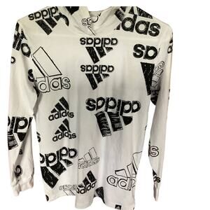 Adidas Boys or Girls Hooded Long Sleeve Graphic T-Shirt Size10/12